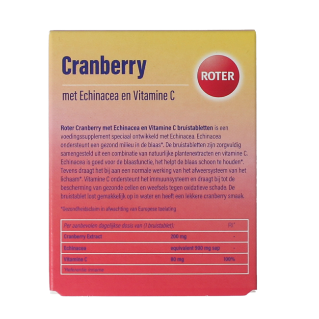 Roter Cranberry vitamine C & echinacea duopack 20 Bruistabletten