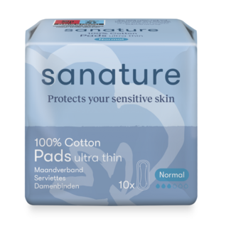 Sanature Damenbinden Ultra Normal 100% Baumwolle 10 Stück