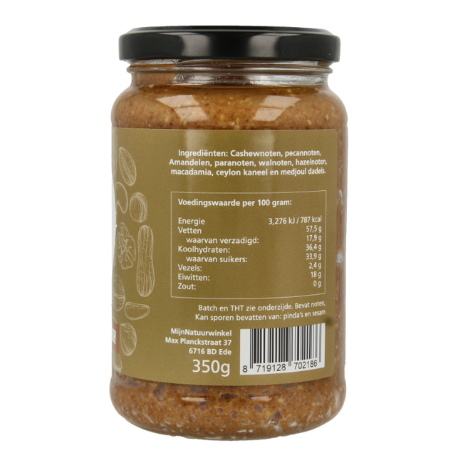 MijnNatuurwinkel Purée d'oléagineux mélangée datte cannelle 350 g