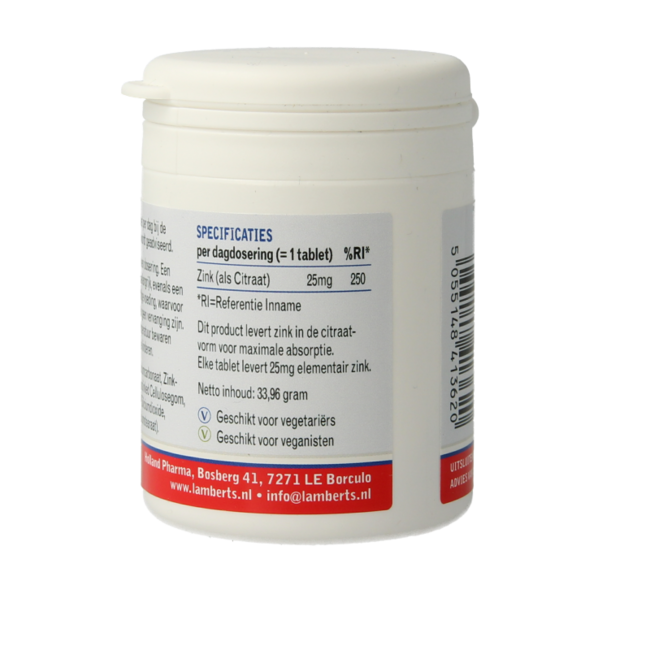 Lamberts Citrato de Zinc 25mg 120 Comprimidos