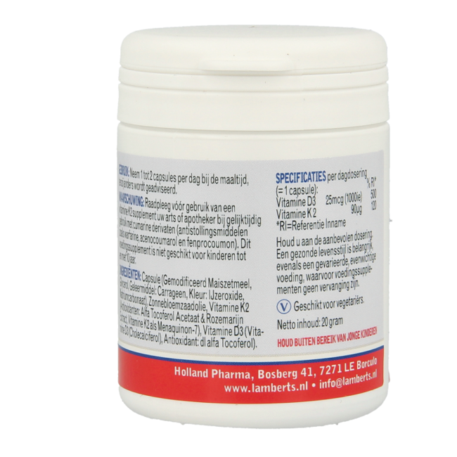 Vitamin D3 1000IE und K2 90mcg 60 Kapseln