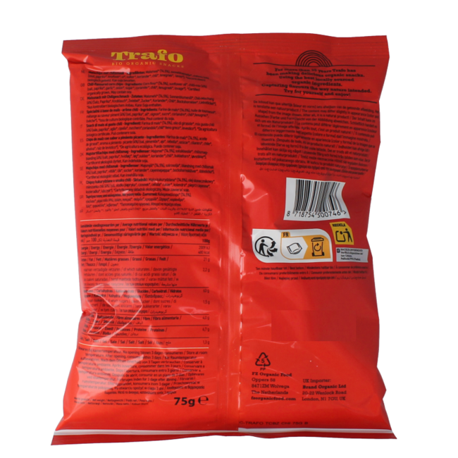 Tortilla chips chilli organic 75 Gram