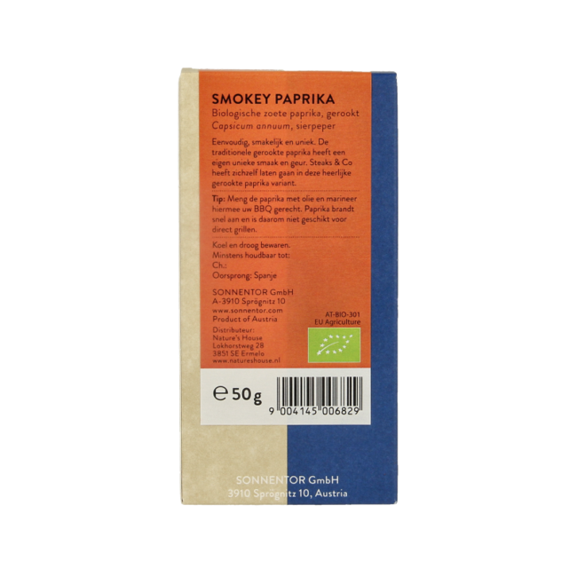 Sonnentor Smokey paprika bbq bio 50 Gramos