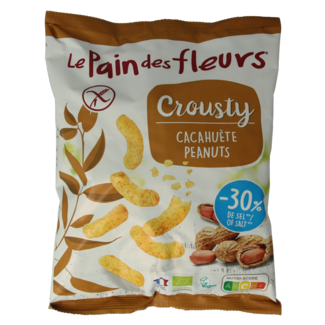 Pain Des Fleurs Organic Puffed Peanut Crisps - 30% Less Salt, Gluten-Free, Vegan, 75g