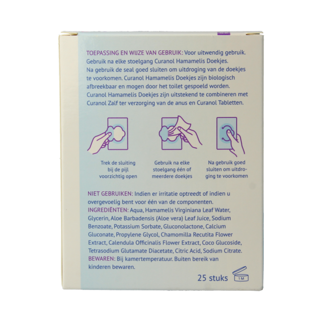 Curanol Witch Hazel Wipes 25 Pieces