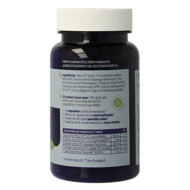 Femme Hormoonsupport oa Maca & Saffraan 60 Tabletten