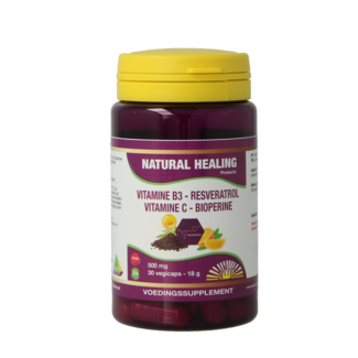 NHP Vit B3 Resvératrol Vitamine C BioPerine 30 Gélules végétales