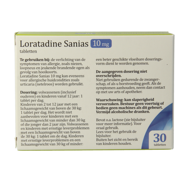 Sanias Loratadina 10mg 30 Comprimidos