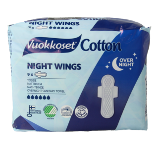 Vuokkoset Compresas de noche con alas Vuokkoset de algodón orgánico 9 unidades
