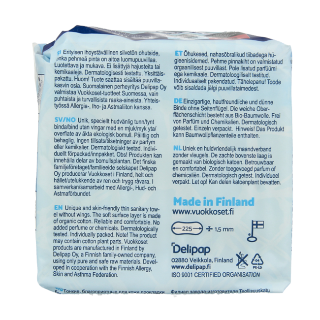 Vuokkoset Normal Organic Cotton Sanitary Pads 14 Pieces