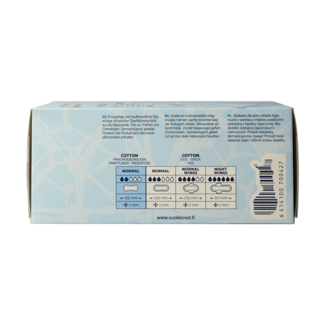 Vuokkoset Normal Organic Cotton Panty Liners 26 Pieces