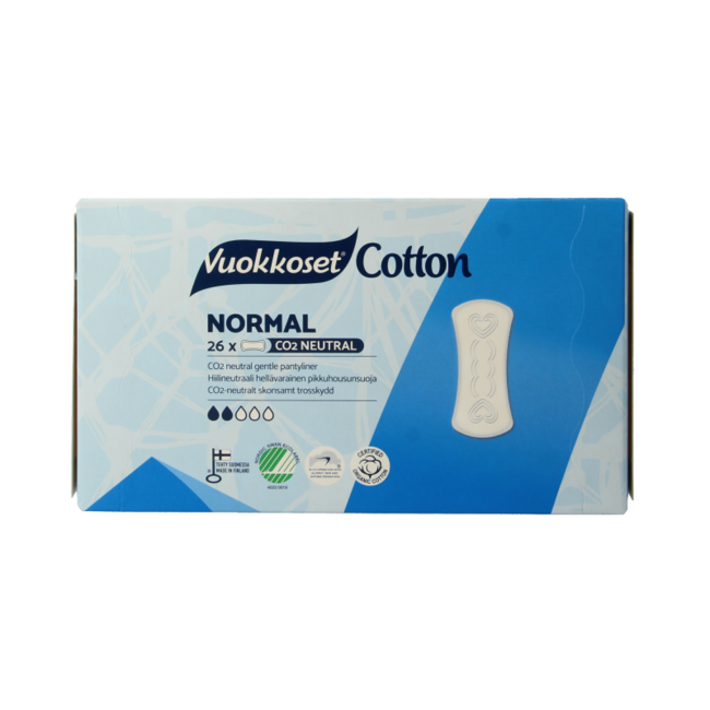 Salvaslip Vuokkoset Normali in Cotone Organico, 26 Pezzi