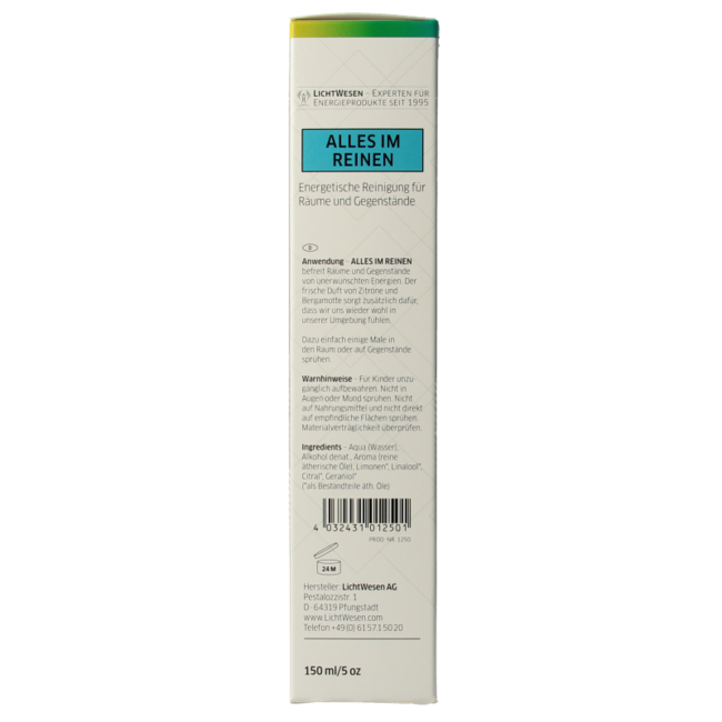 Lichtwesen Energetic cleansing spray everything in the clear 150 Millilitres