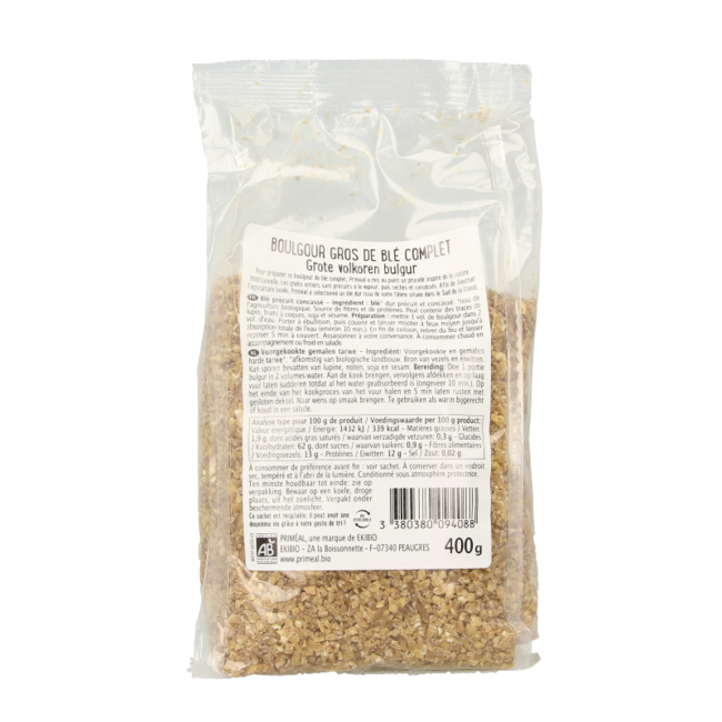 Primeal Wheat bulgur France organic 400 Gram