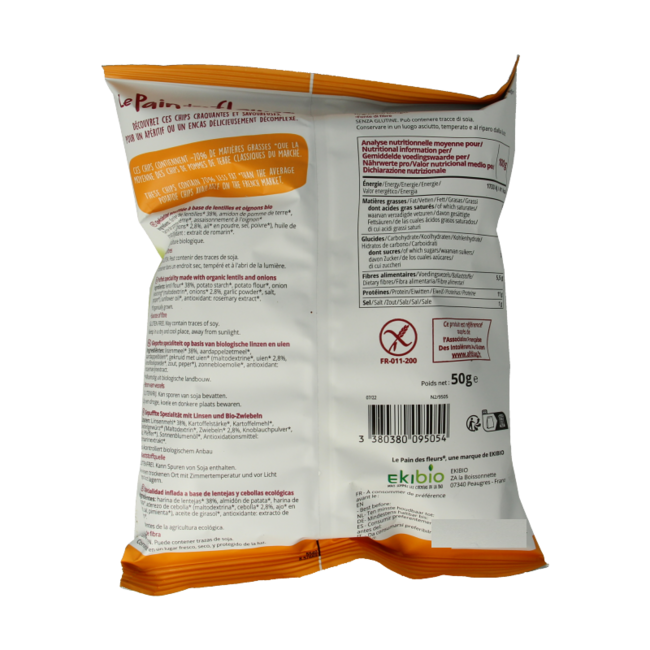 Pain Des Fleurs Chips con lenticchie e cipolla bio 50 Grammi
