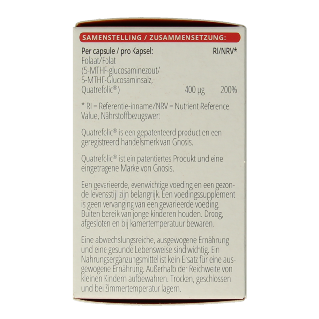Folaat 5-MTHF 400 mcg 100 Cápsulas
