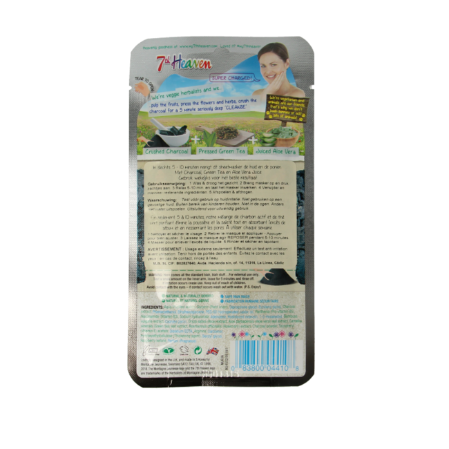 Mascarilla facial Montagne 7th Heaven Charcoal Tonic 1 unidad