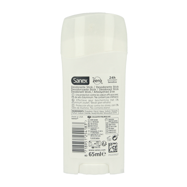 Sanex Déodorant stick zero % sensitive 65 ml