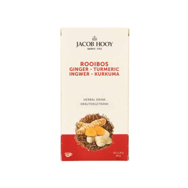 Jacob Hooy Rooibos jengibre cúrcuma té 20 bolsitas