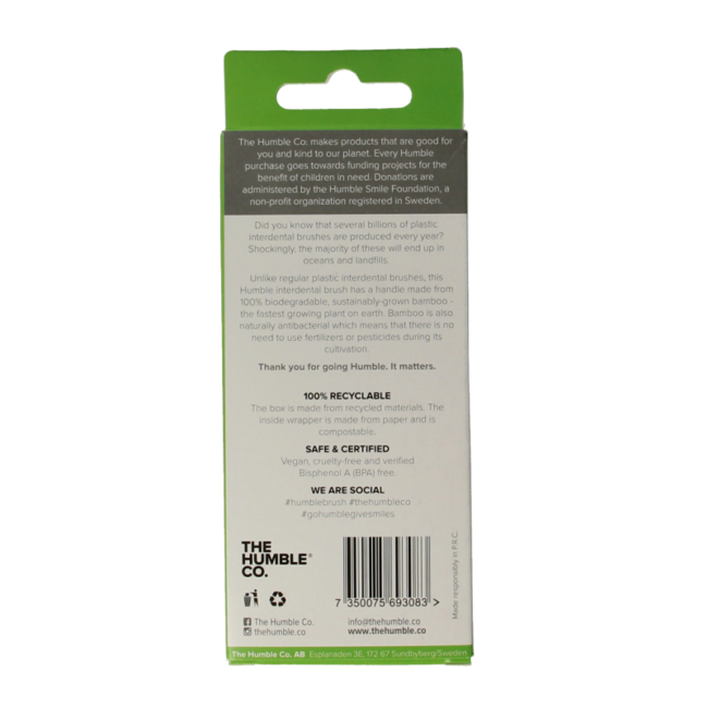 Cepillo interdental The Humble Co 0,80 mm verde 6 unidades
