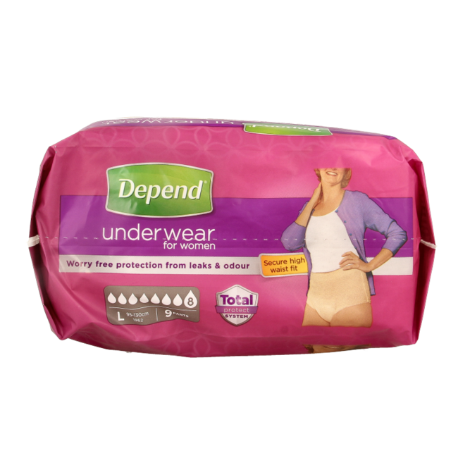 Pieluchomajtki Depend Pants Super, rozmiar L, 9 sztuk