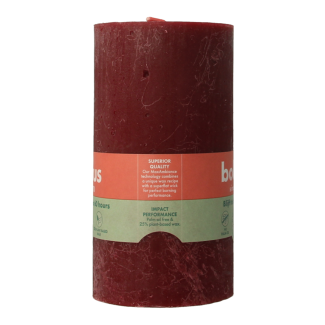 Bolsius Rustik-Stumpenkerze shine 130/68 velvet red 1 Stück