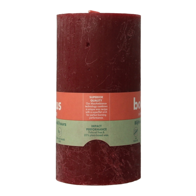 Candela Rustica Bolsius 'Shine' 130/68 Rosso Velluto, 1 Pezzo