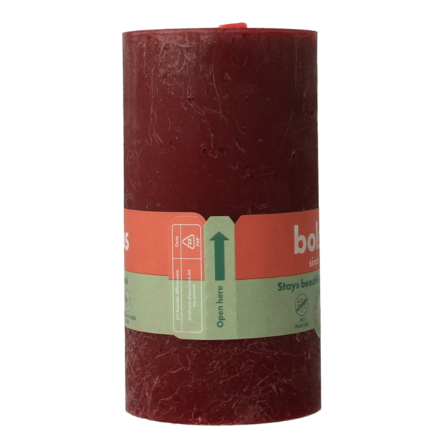 Bolsius Rustik-Stumpenkerze shine 130/68 velvet red 1 Stück