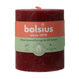 Bolsius Candela Rustica Bolsius effetto lucido 80/68 rosso velluto 1 Pezzo