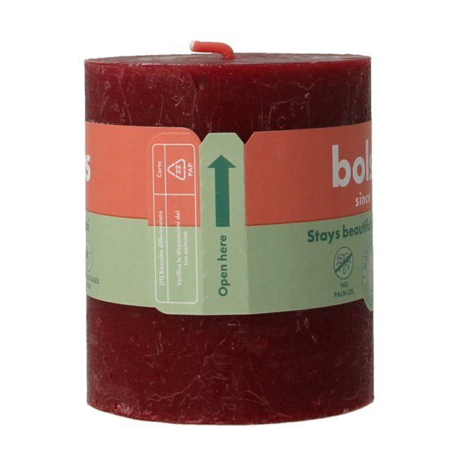 Bolsius Rustik-Stumpenkerze shine 80/68 Velvet Red 1 Stück