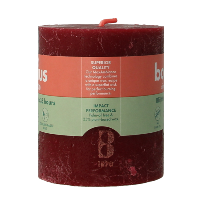 Bolsius Bougie rustique shine 80/68 rouge velours 1 Pièce