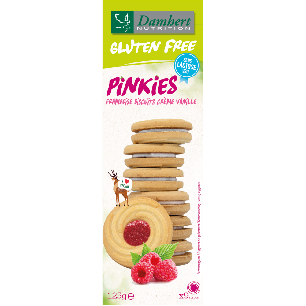 Damhert Pinkies biscuits framboise 125 grammes