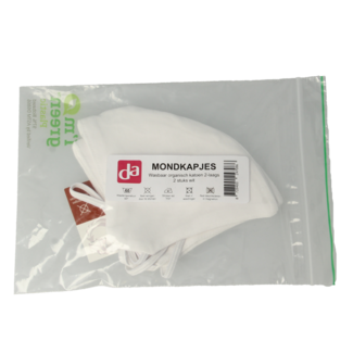 Easyessentials Easyessentials Mondkapje katoen 2-laags wit 2 Stuks