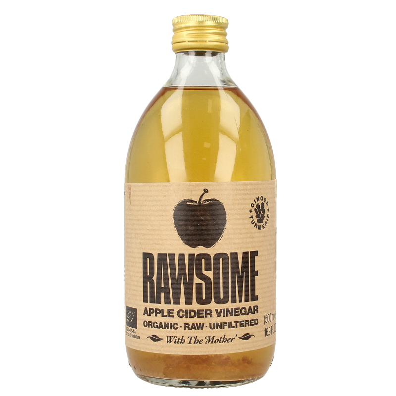 Rawsome Aceto di Mele Rawsome (zenzero e curcuma) con la madre bio 500 Millilitri
