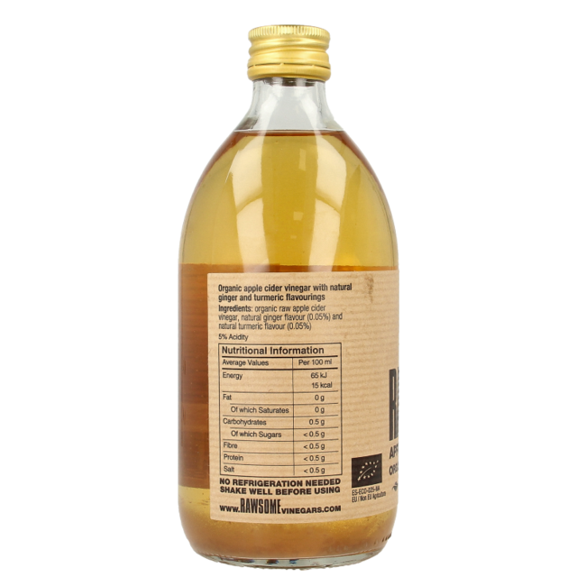 Aceto di Mele Rawsome (zenzero e curcuma) con la madre bio 500 Millilitri