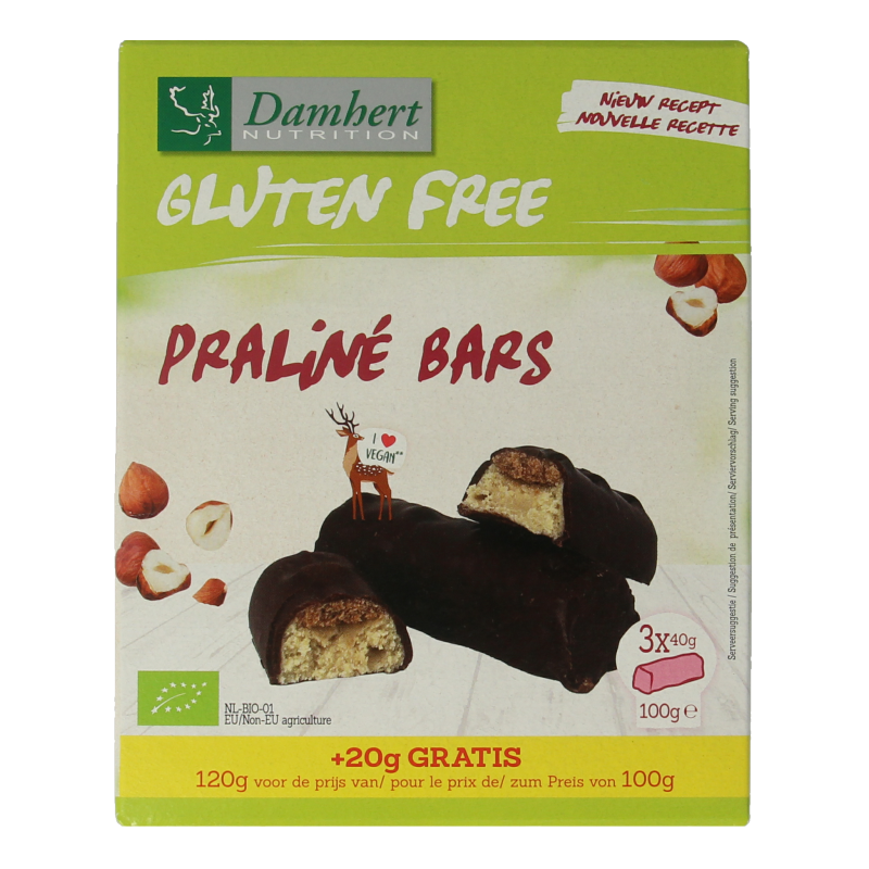 Damhert Barrette di Praline Damhert biologiche senza glutine 100 Grammi