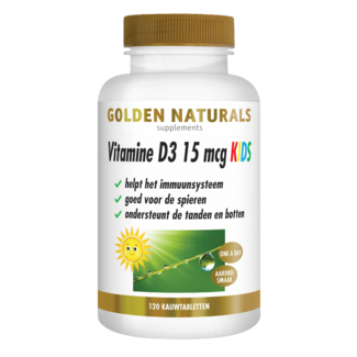 Golden Naturals Vitamina D3 15mcg niños 120 comprimidos masticables
