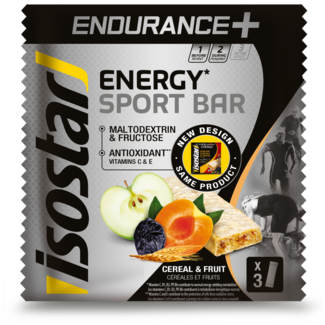 Isostar Isostar Endurance+ barres énergétiques céréales et fruits, pack de 3, 120 g