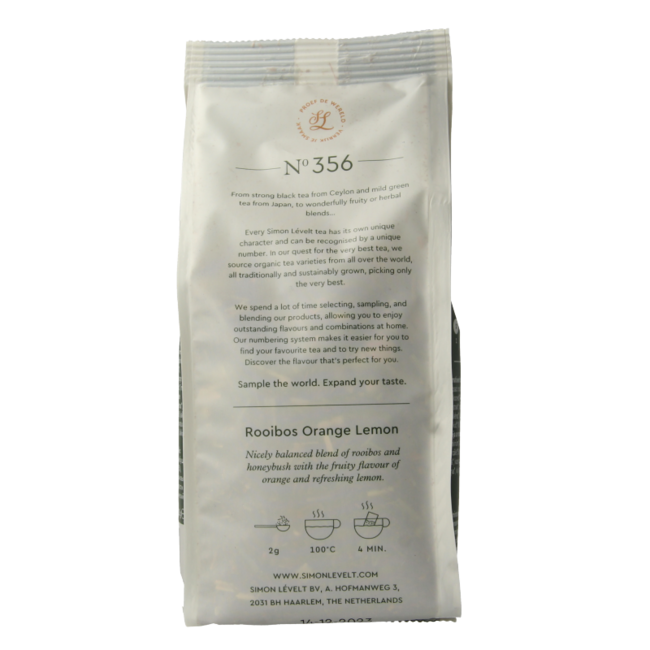 Simon Levelt Rooibos naranja limón bio 110 gramos