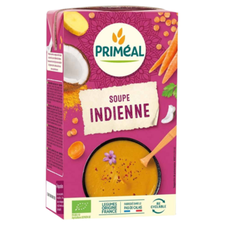 Primeal Soupe indienne Primeal aux lentilles corail, noix de coco et curry bio 1 Litre