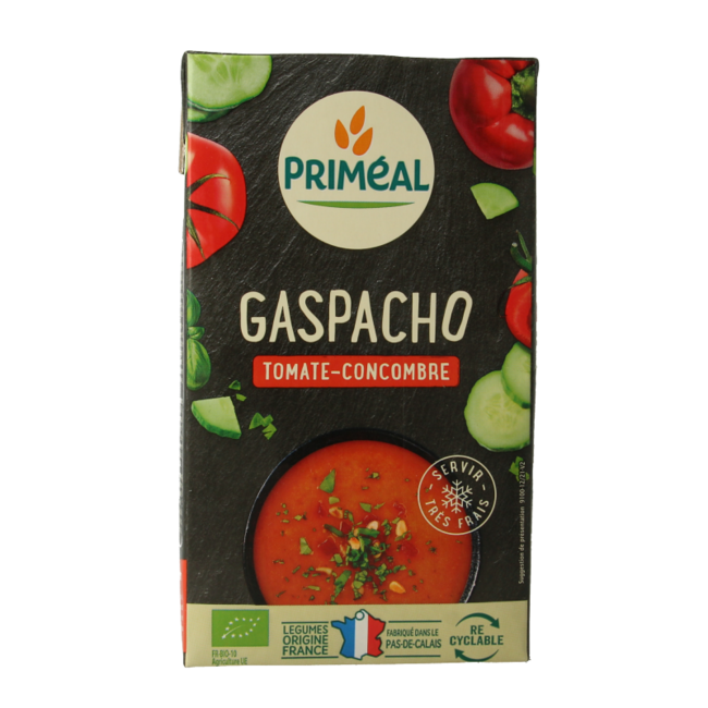 Gazpacho de tomate y pepino bio Primeal 1 litro