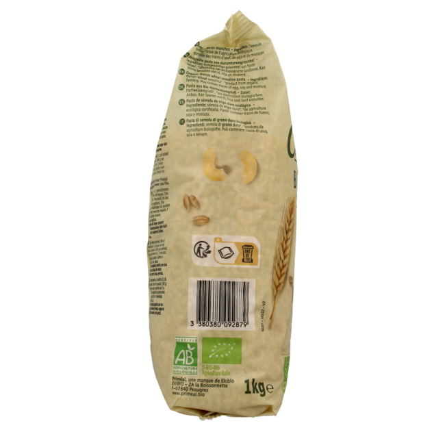 Primeal Macarrones de codo familiares bio 1 Kilogramo