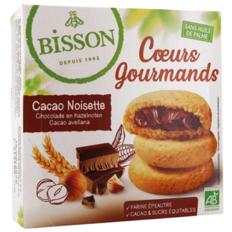 Bisson Bisson Filled biscuits hazelnut choco organic 180 Gram