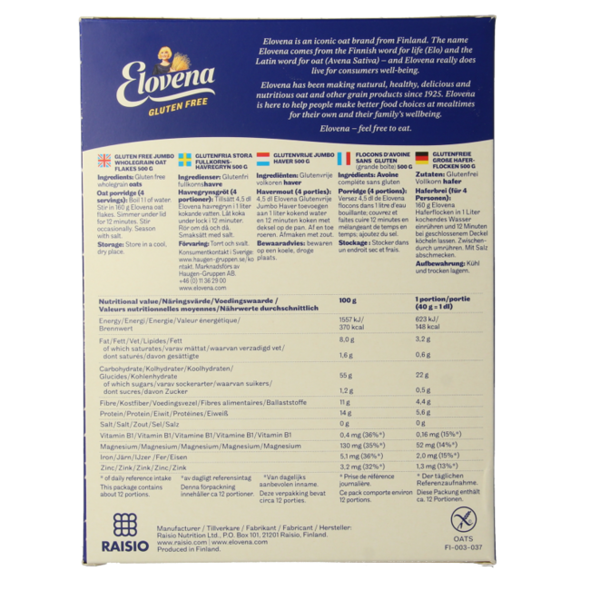 Copos de avena sin gluten 500 gramos