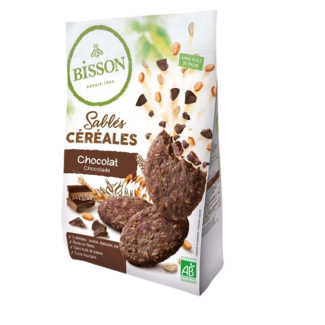 Bisson Bisson Zandkoekjes chocolade & granen bio 200 Gram