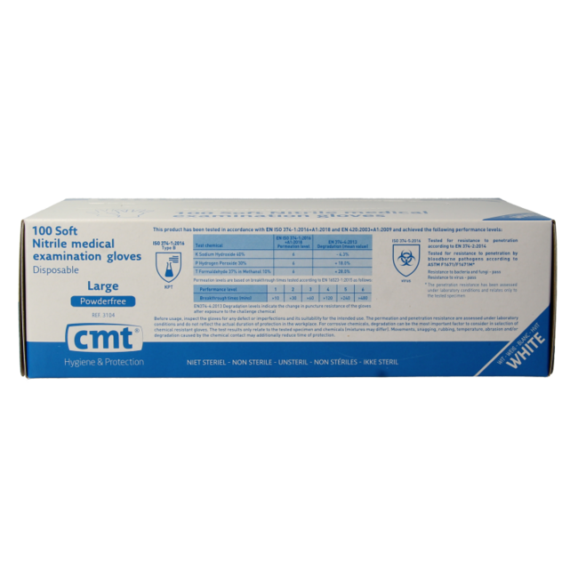 Examination glove nitrile white powder-free size L 100 pieces