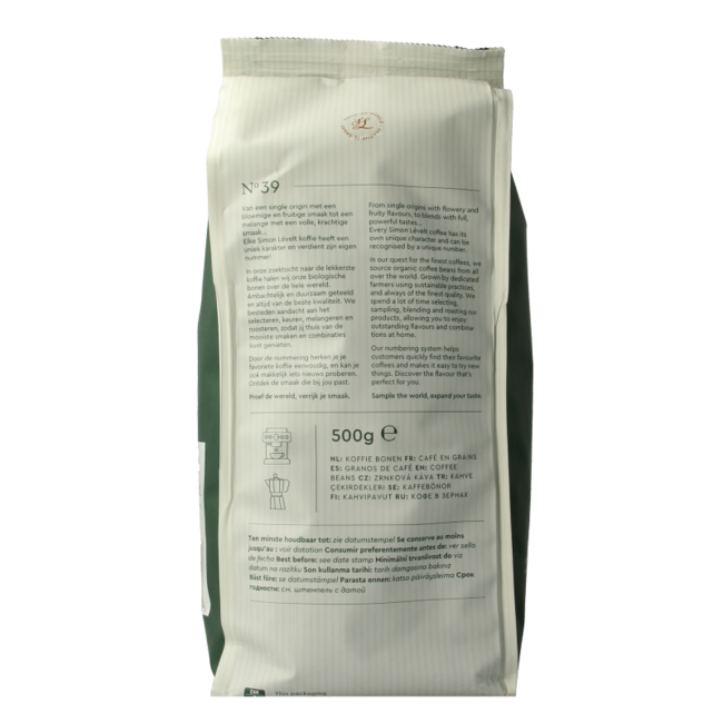Simon Levelt Cafe N39 espresso dark roast bio 500 Gram