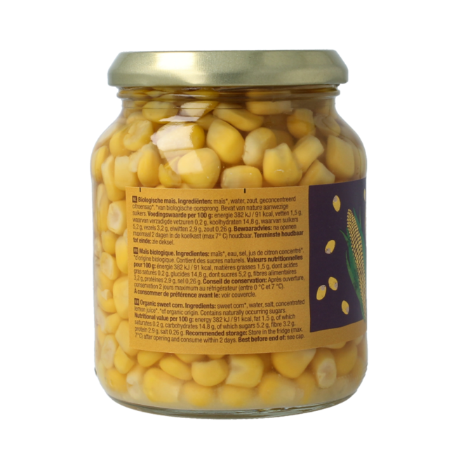 Organic sweetcorn 340 Gram