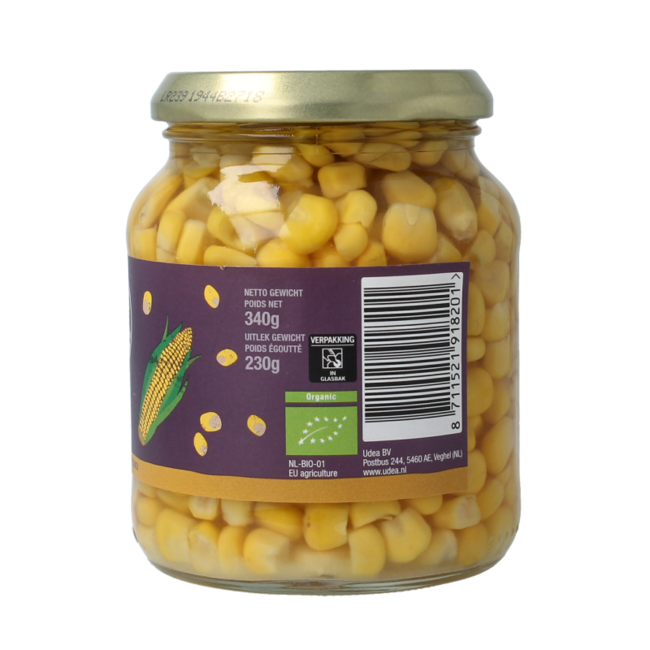 Organic sweetcorn 340 Grams