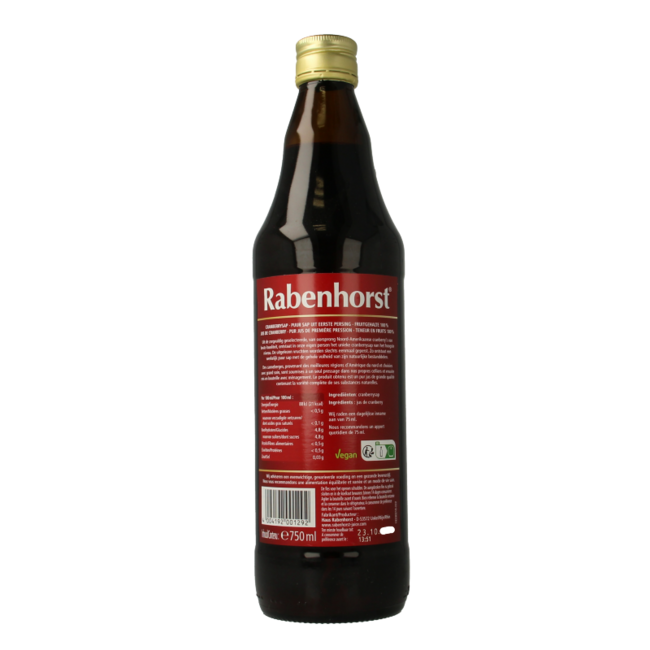 Jus de canneberge pur bio Rabenhorst 750 ml